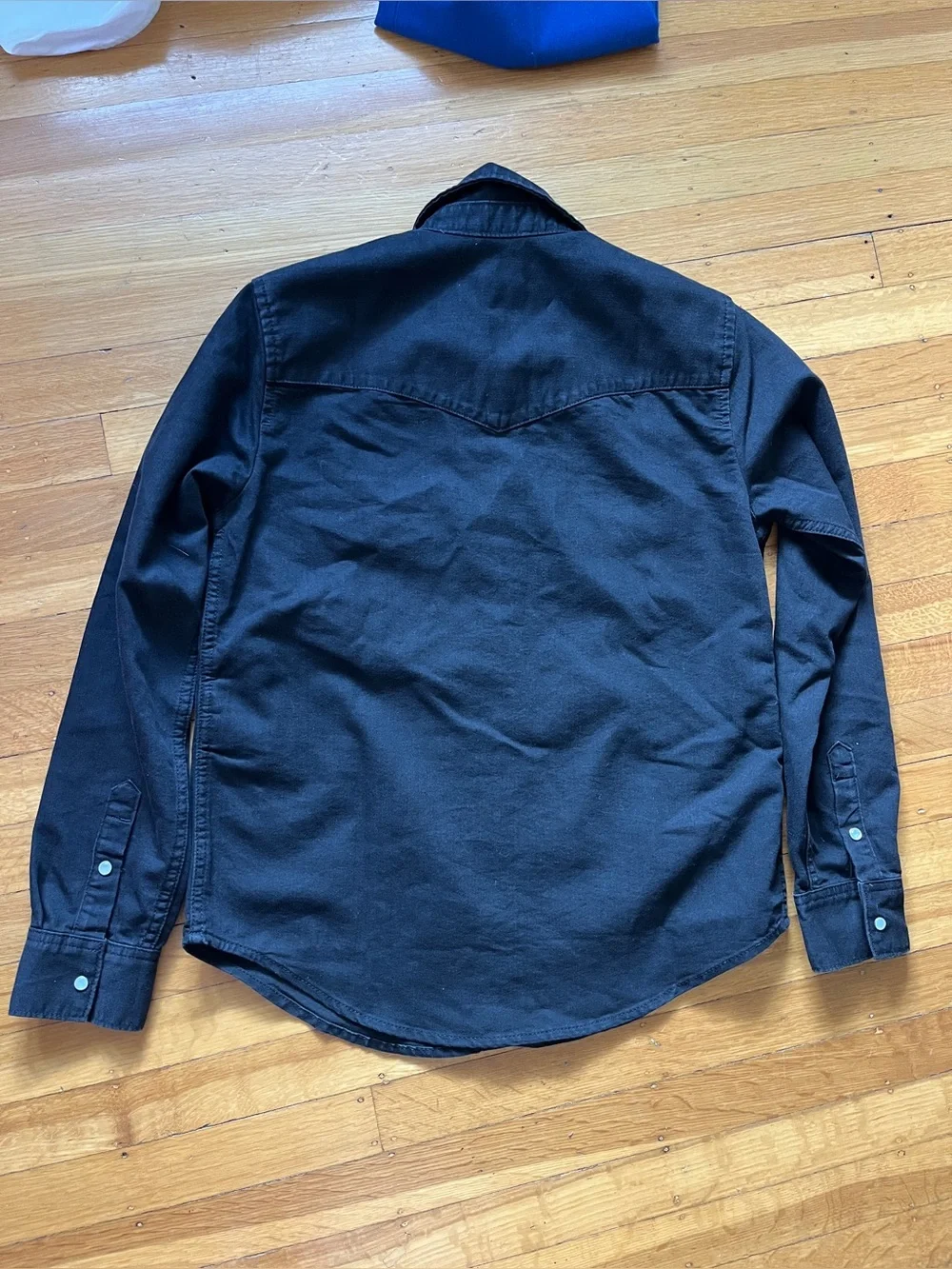 Levi’s black thin denim western shirt coastal cowboy snap pearl button front S - Picture 4 of 10